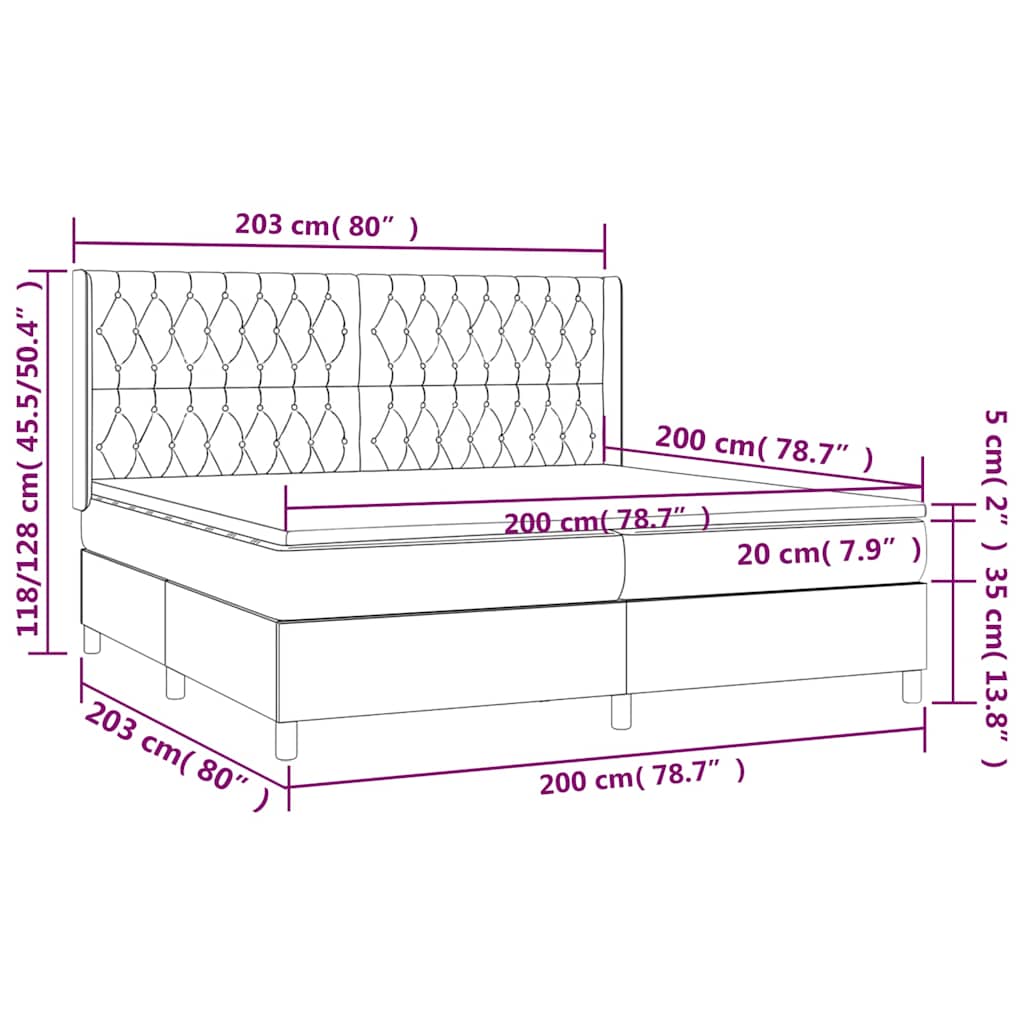 Krevet s oprugama i madracem svjetlosivi 200x200 cm baršunasti