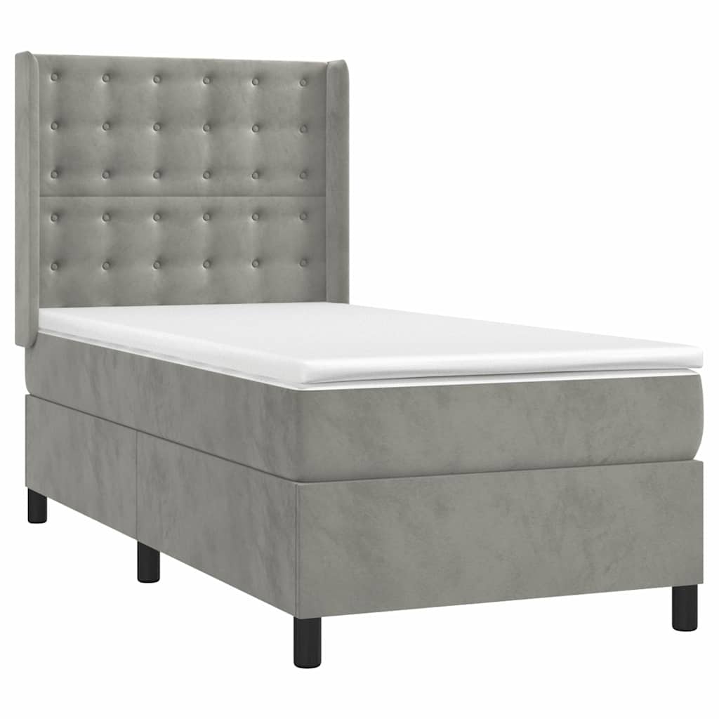 Box spring krevet s madracem svjetlosivi 80 x 200 cm baršunasti