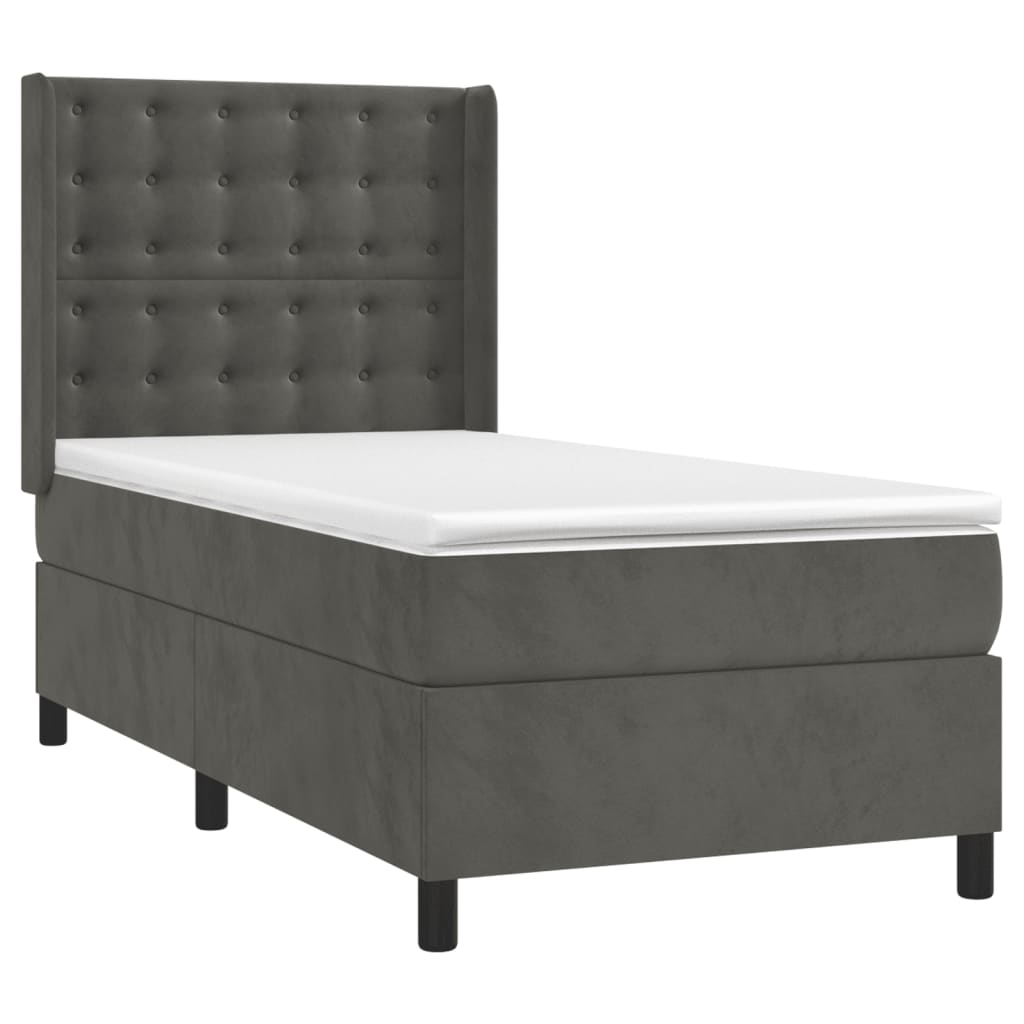 Box spring krevet s madracem tamnosivi 80 x 200 cm baršunasti