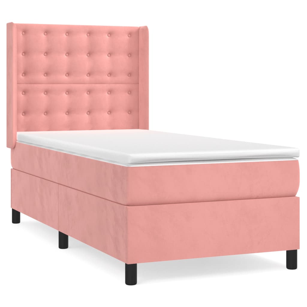 Box spring krevet s madracem ružičasti 90x190 cm baršunasti