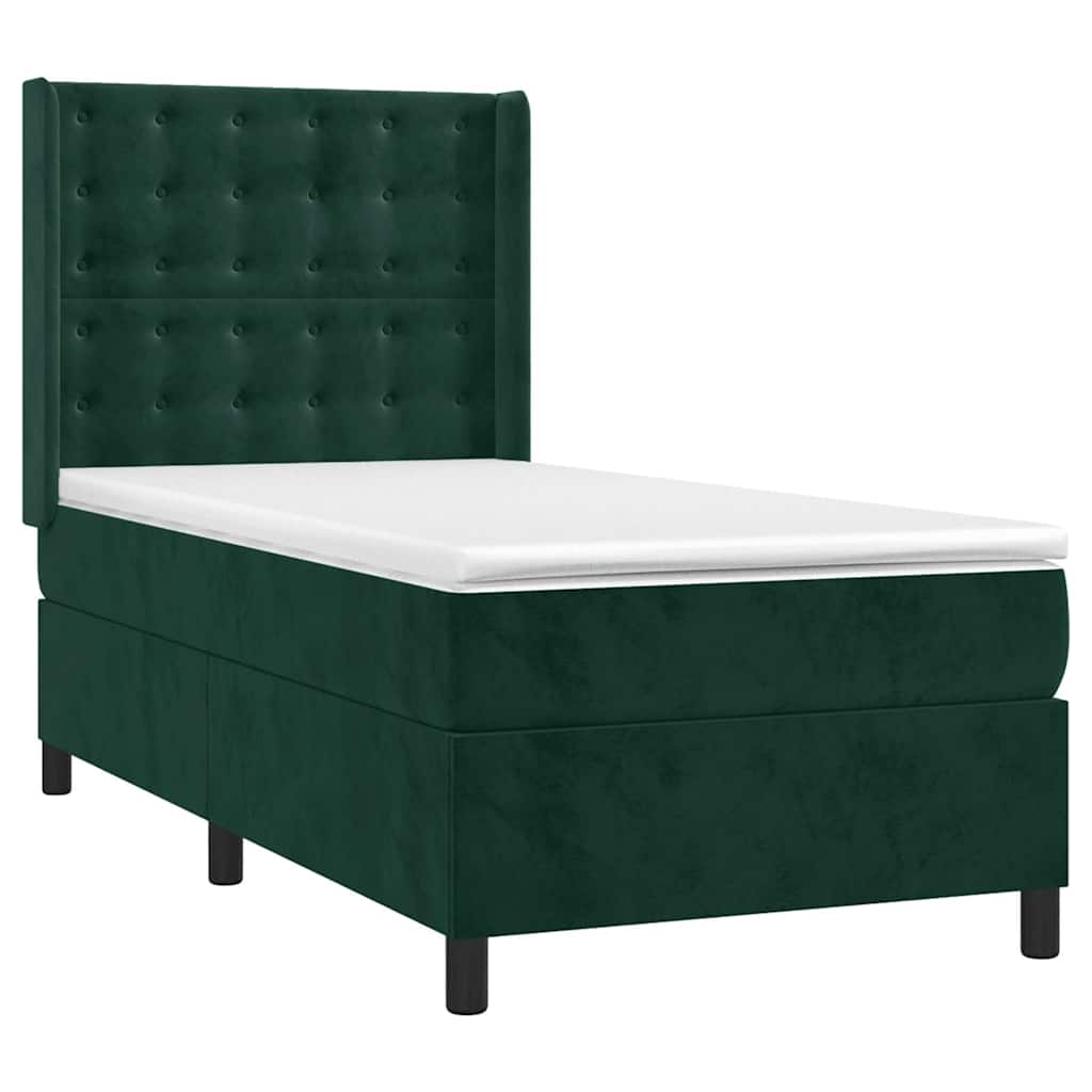 Box spring krevet s madracem tamnozeleni 90x200 cm baršunasti
