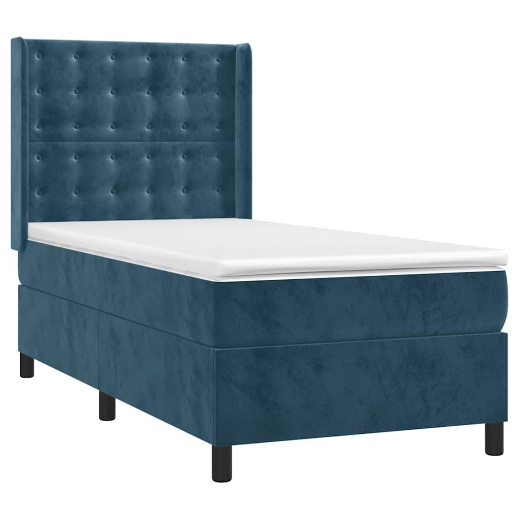 Box spring krevet s madracem tamnoplavi 90x200 cm baršunasti