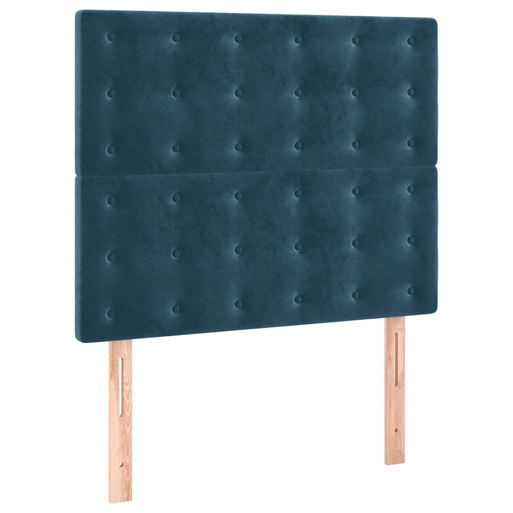 Box spring krevet s madracem tamnoplavi 90x200 cm baršunasti