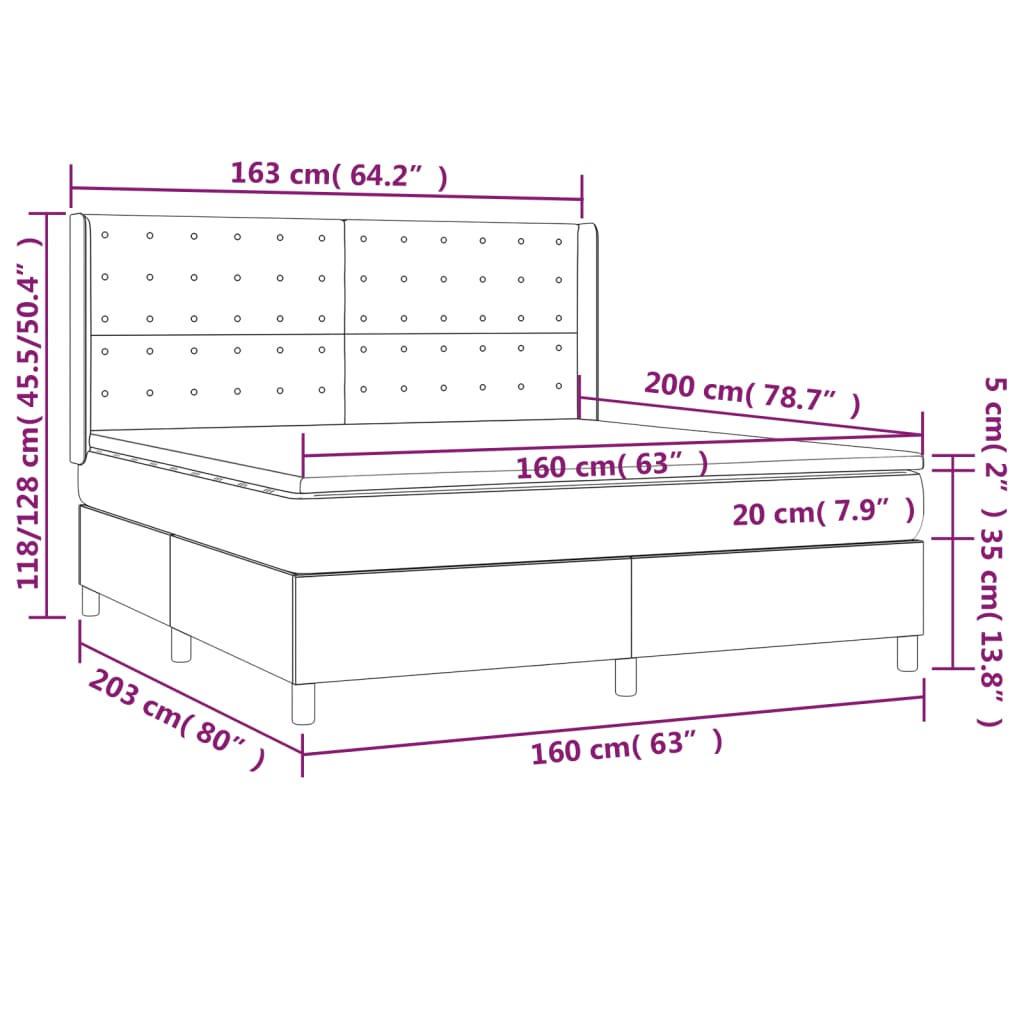 Krevet s oprugama i madracem svjetlosivi 160x200 cm baršunasti