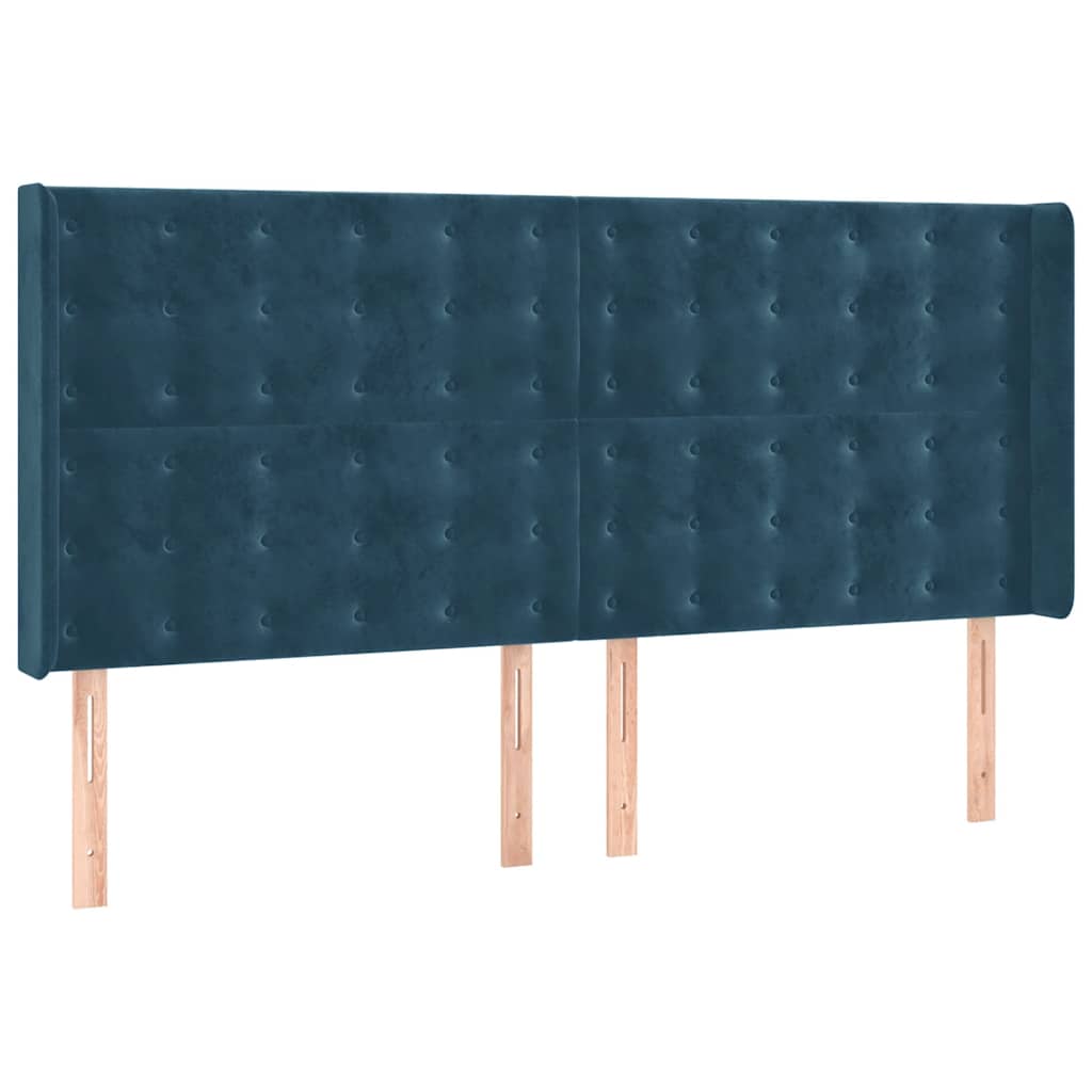 Krevet s oprugama i madracem tamnoplavi 160x200 cm baršunasti