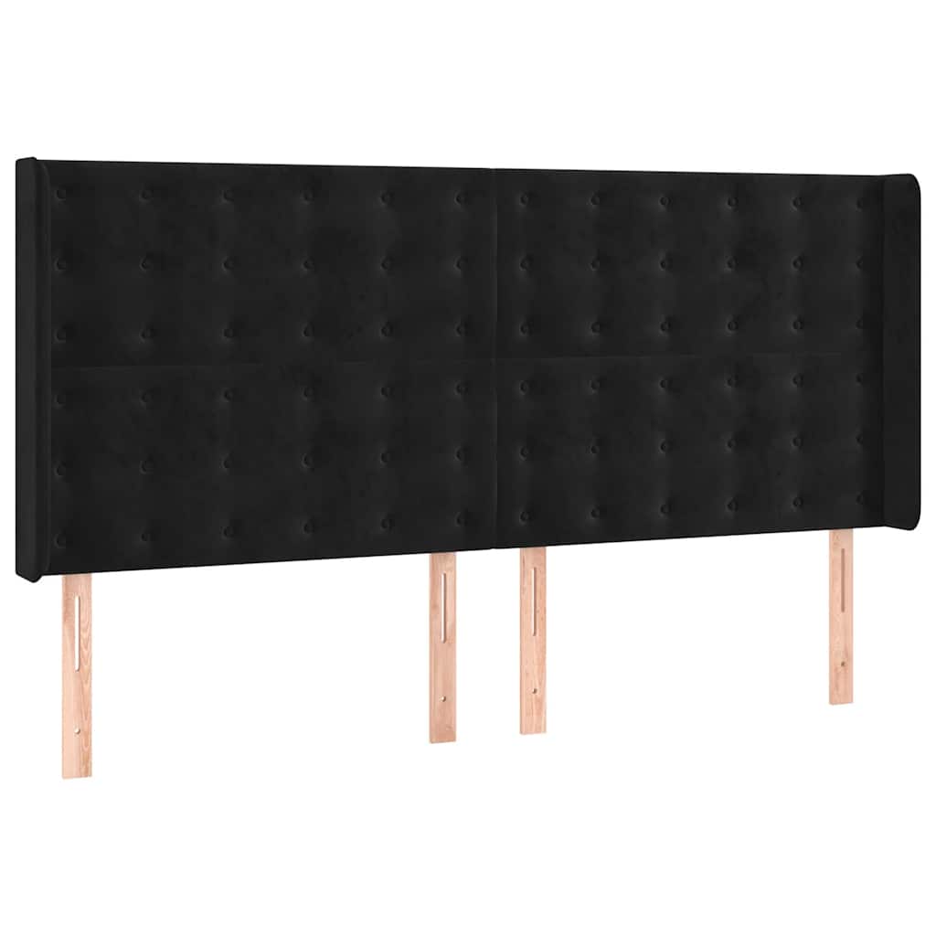Krevet s oprugama i madracem crni 200x200 cm baršunasti