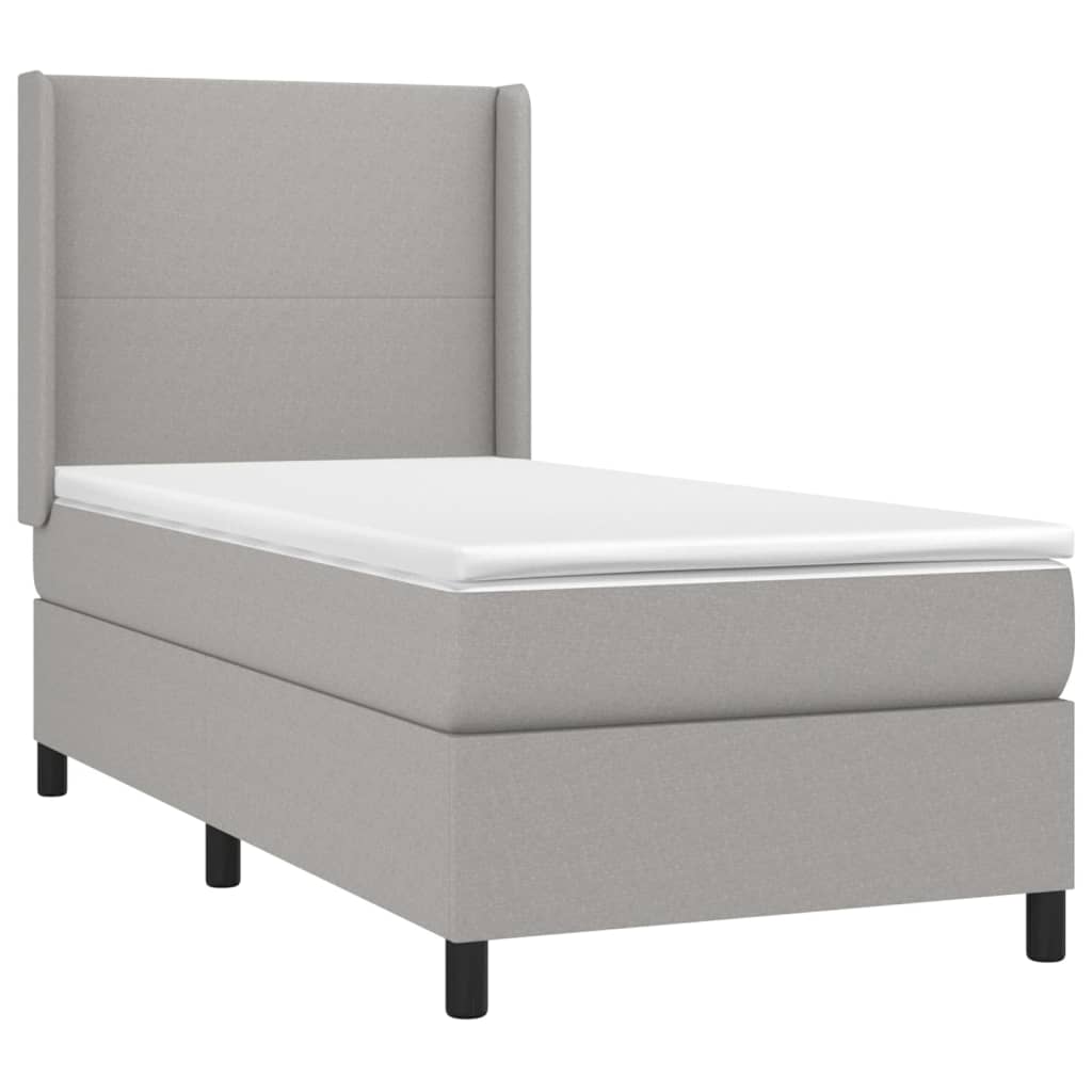 Krevet box spring s madracem LED svjetlosivi 80x200 cm tkanina