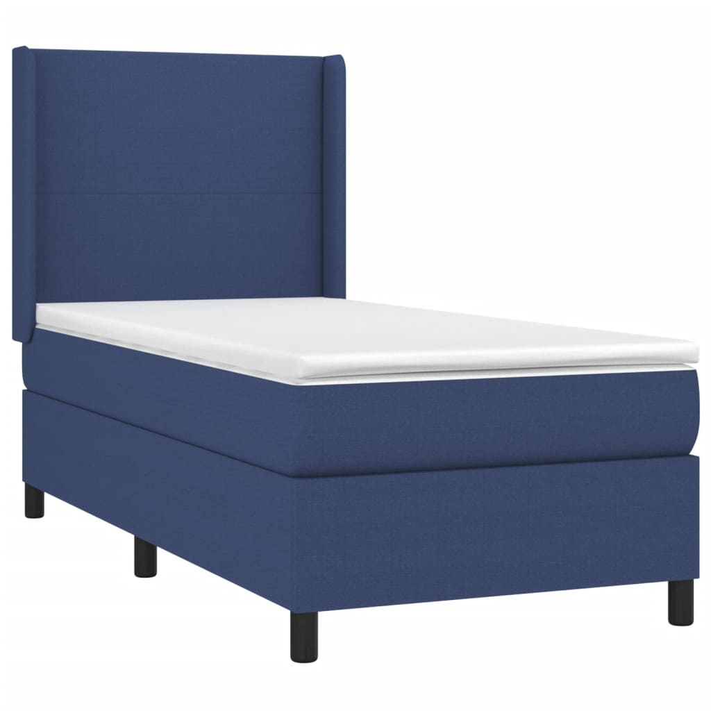 Krevet box spring s madracem LED plavi 90x190 cm od tkanine