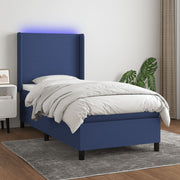 Krevet box spring s madracem LED plavi 90x190 cm od tkanine