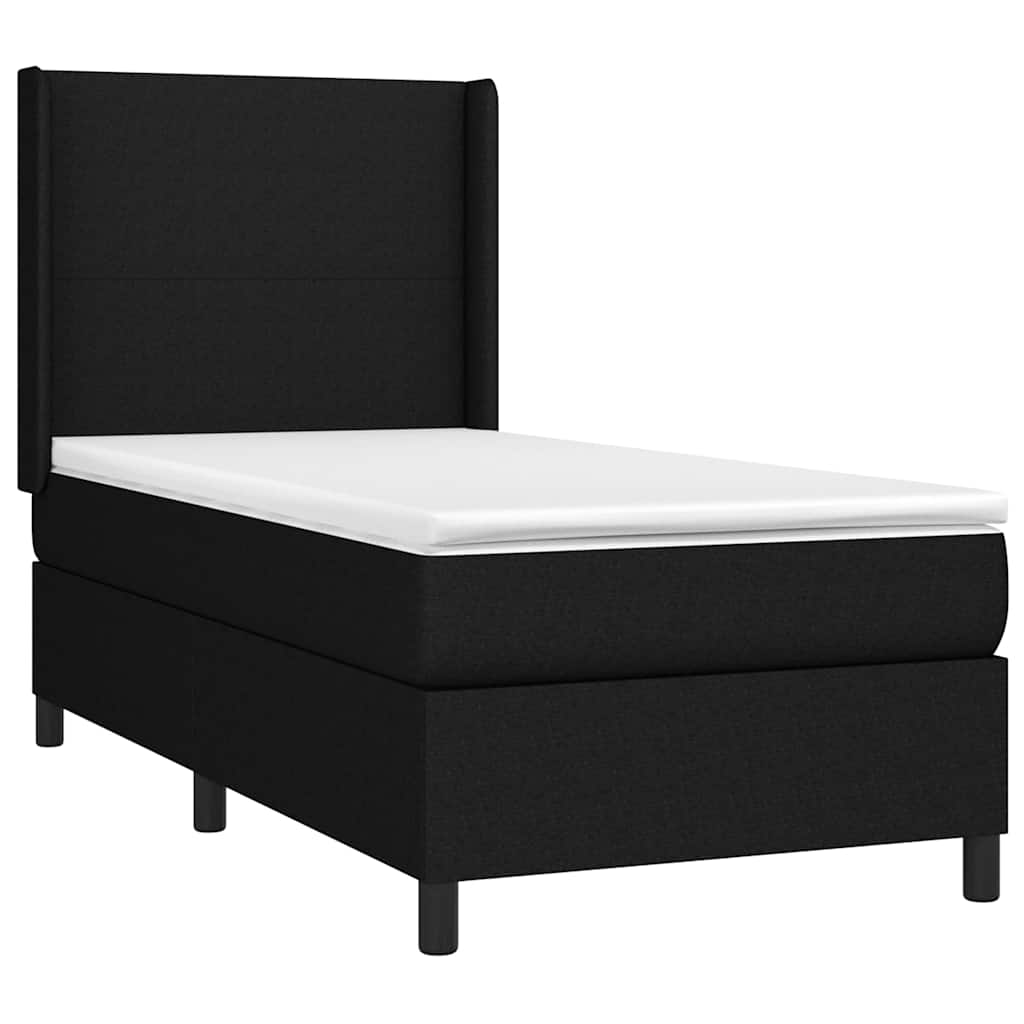 Krevet box spring s madracem LED crni 90x200 cm od tkanine