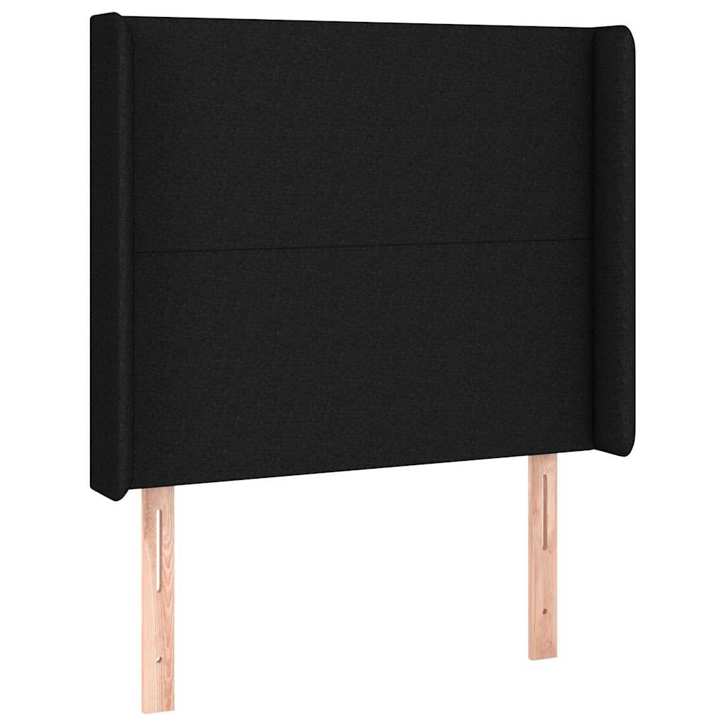 Krevet box spring s madracem LED crni 90x200 cm od tkanine