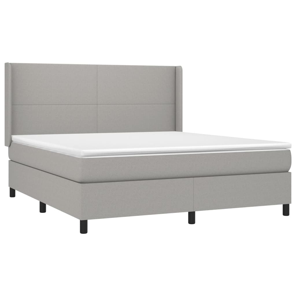 Krevet box spring s madracem LED svjetlosivi 160x200 cm tkanina
