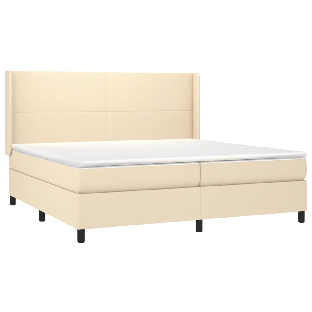 Krevet box spring s madracem LED krem 200x200 cm od tkanine