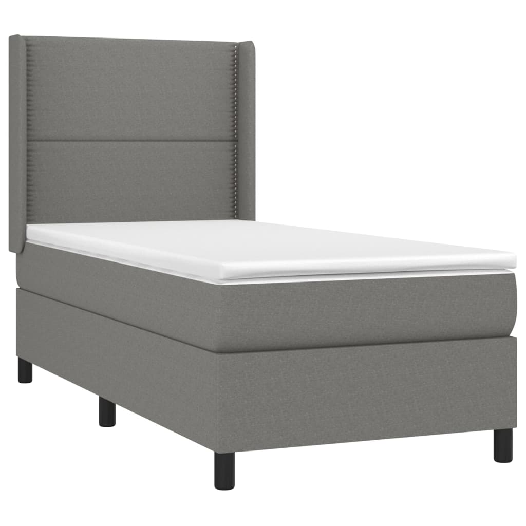 Krevet box spring s madracem LED tamnosivi 90x200 cm tkanina