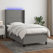 Krevet box spring s madracem LED tamnosivi 90x200 cm tkanina