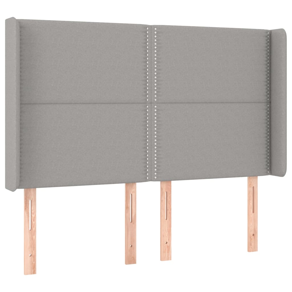Krevet box spring s madracem LED svjetlosivi 140x190 cm tkanina