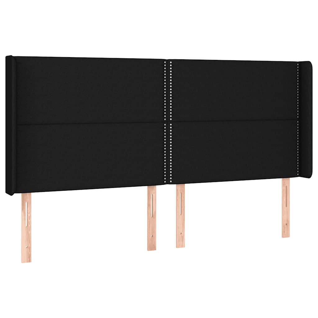 Krevet box spring s madracem LED crni 200x200 cm od tkanine