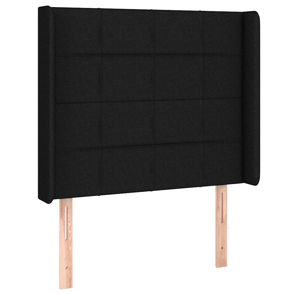 Krevet box spring s madracem LED crni 90x190 cm od tkanine