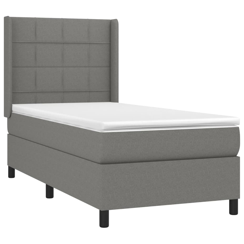 Krevet box spring s madracem LED tamnosivi 90x200 cm tkanina