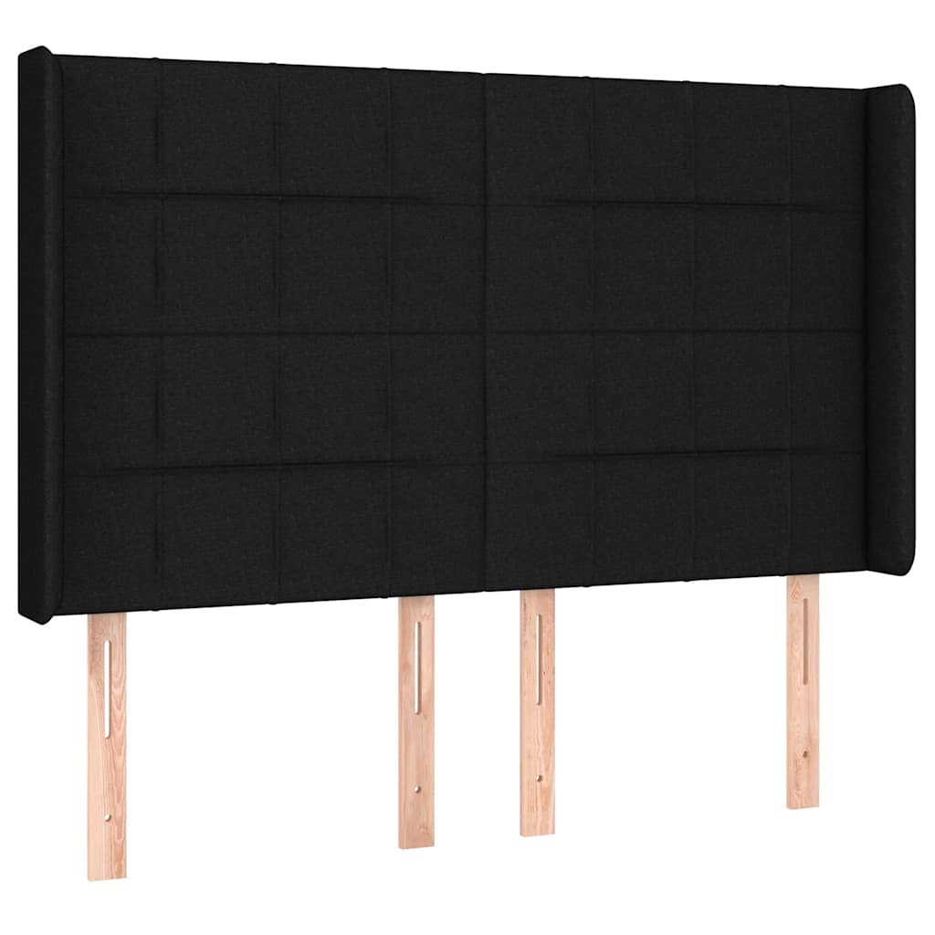 Krevet box spring s madracem LED crni 140x200 cm od tkanine
