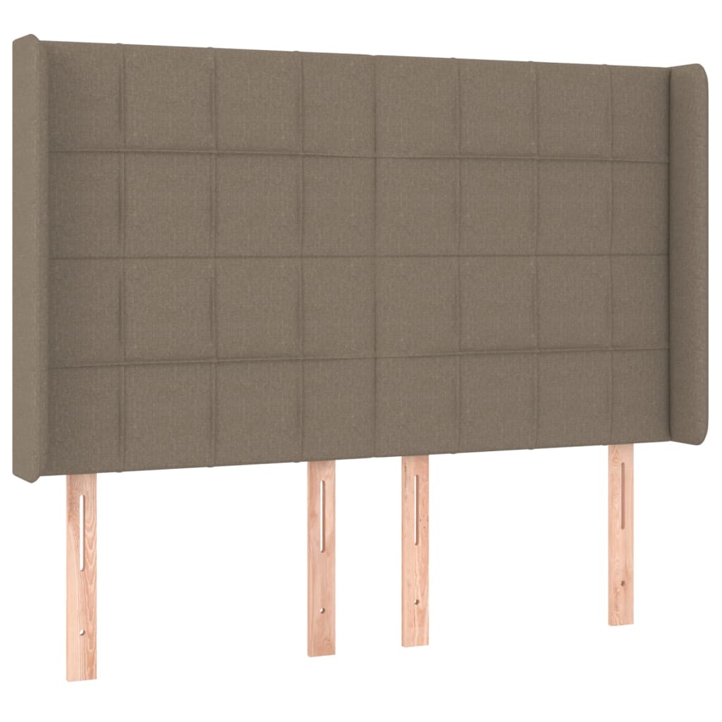 Krevet box spring s madracem LED smeđesivi 140x200 cm tkanina