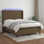Krevet box spring s madracem LED tamnosmeđi 140x190 cm tkanina
