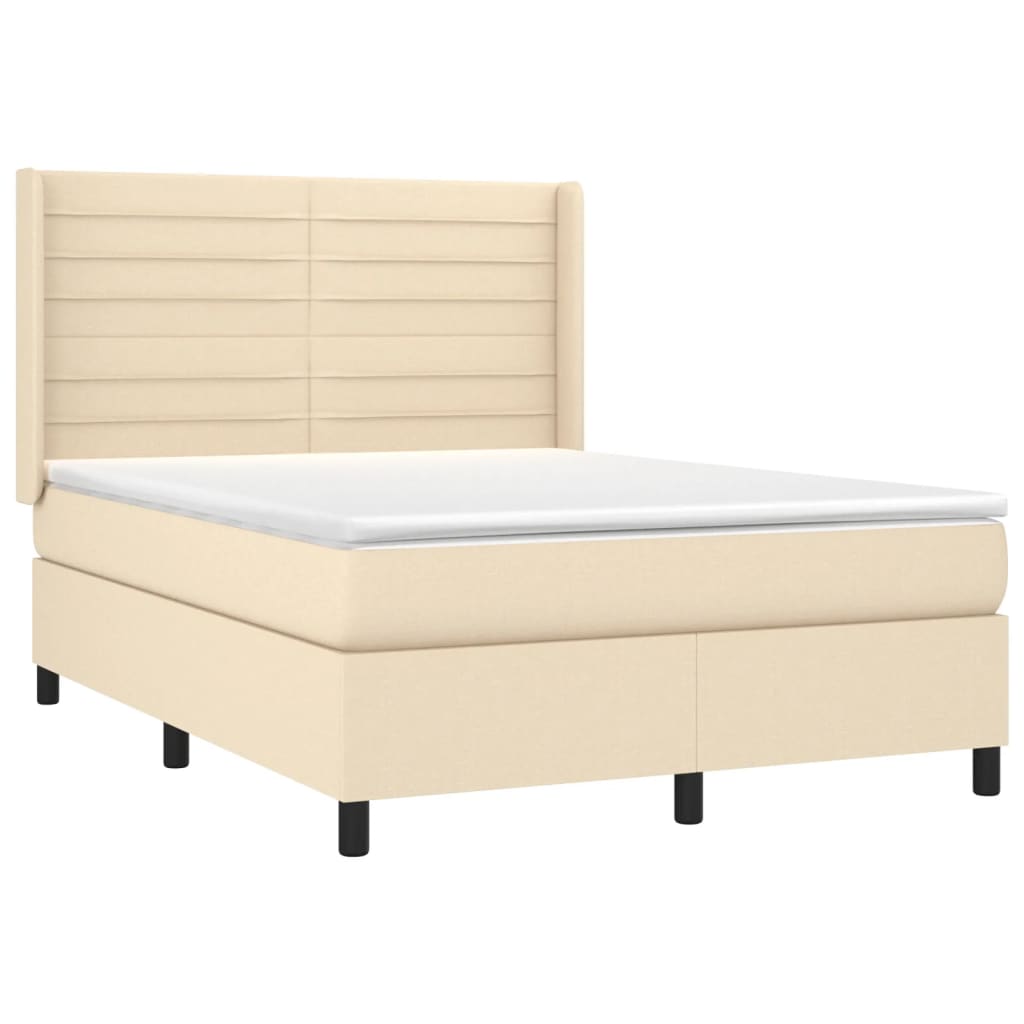 Krevet box spring s madracem LED krem 140x190 cm od tkanine