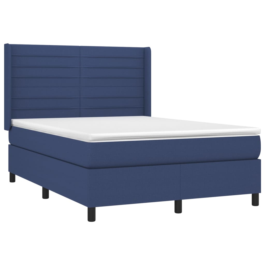 Krevet box spring s madracem LED plavi 140x190 cm od tkanine