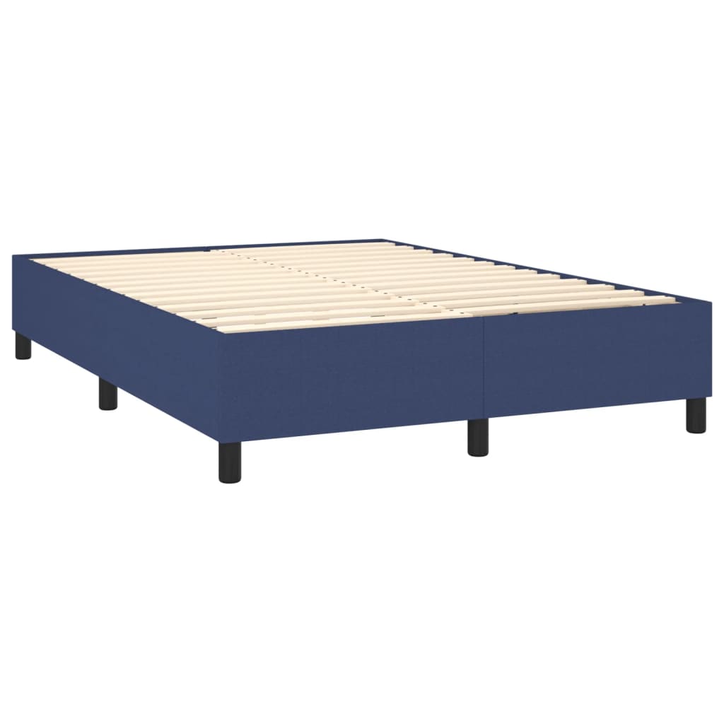 Krevet box spring s madracem LED plavi 140x200 cm od tkanine