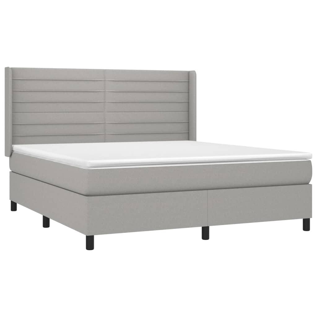 Krevet box spring s madracem LED svjetlosivi 180x200 cm tkanina