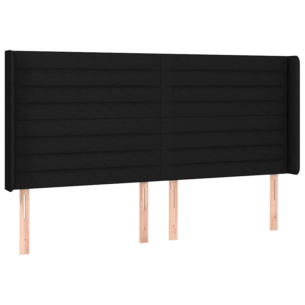Krevet box spring s madracem LED crni 180x200 cm od tkanine