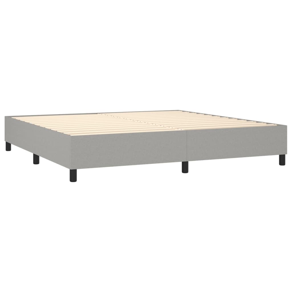 Krevet box spring s madracem LED svjetlosivi 200x200 cm tkanina