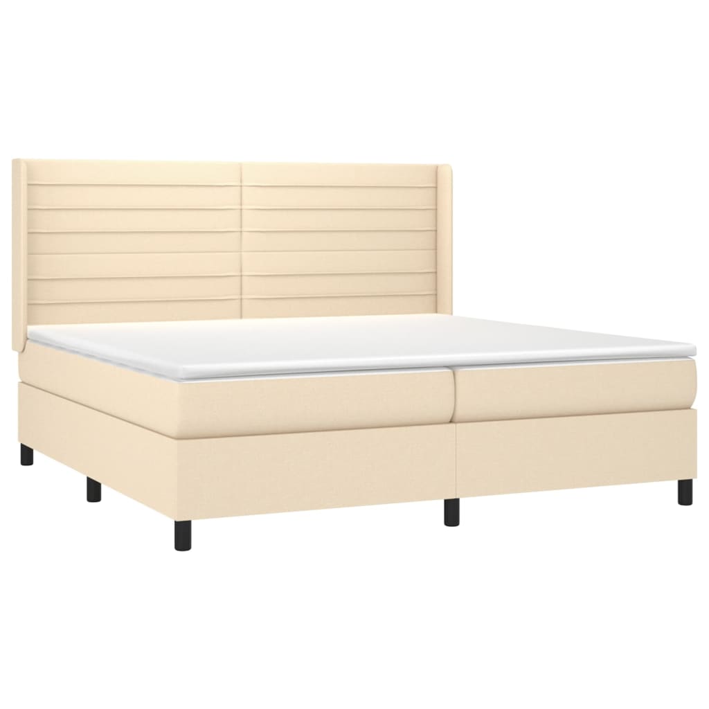Krevet box spring s madracem LED krem 200x200 cm od tkanine