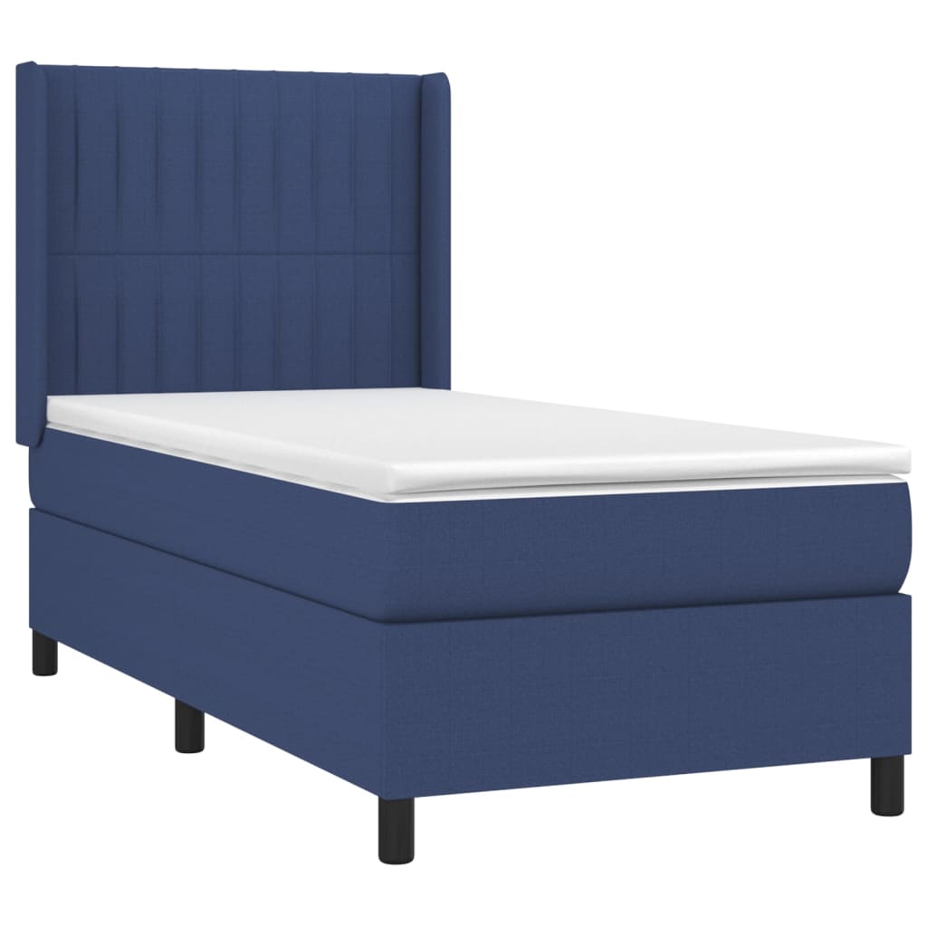 Krevet box spring s madracem LED plavi 80 x 200 cm od tkanine