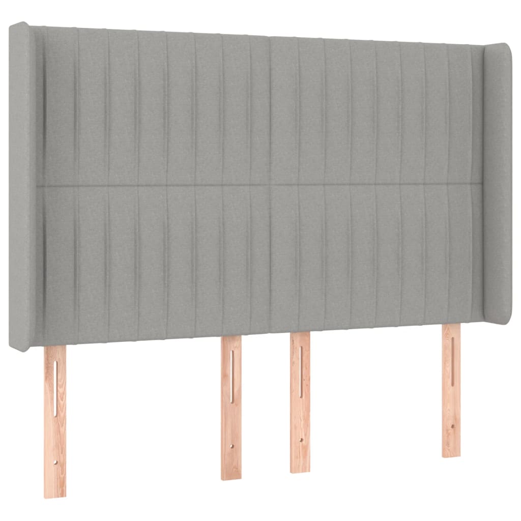Krevet box spring s madracem LED svjetlosivi 140x190 cm tkanina