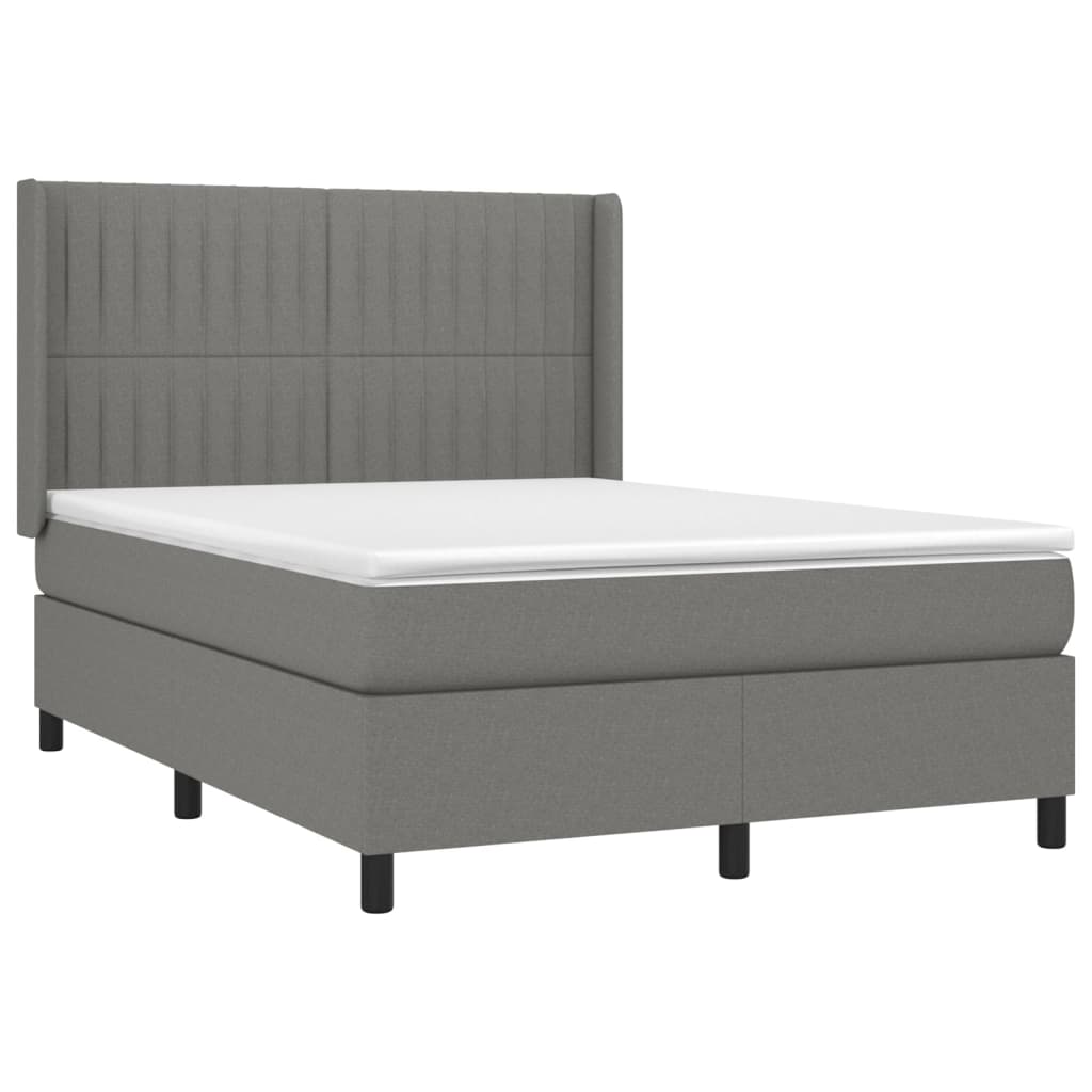 Krevet box spring s madracem LED tamnosivi 140x190 cm tkanina