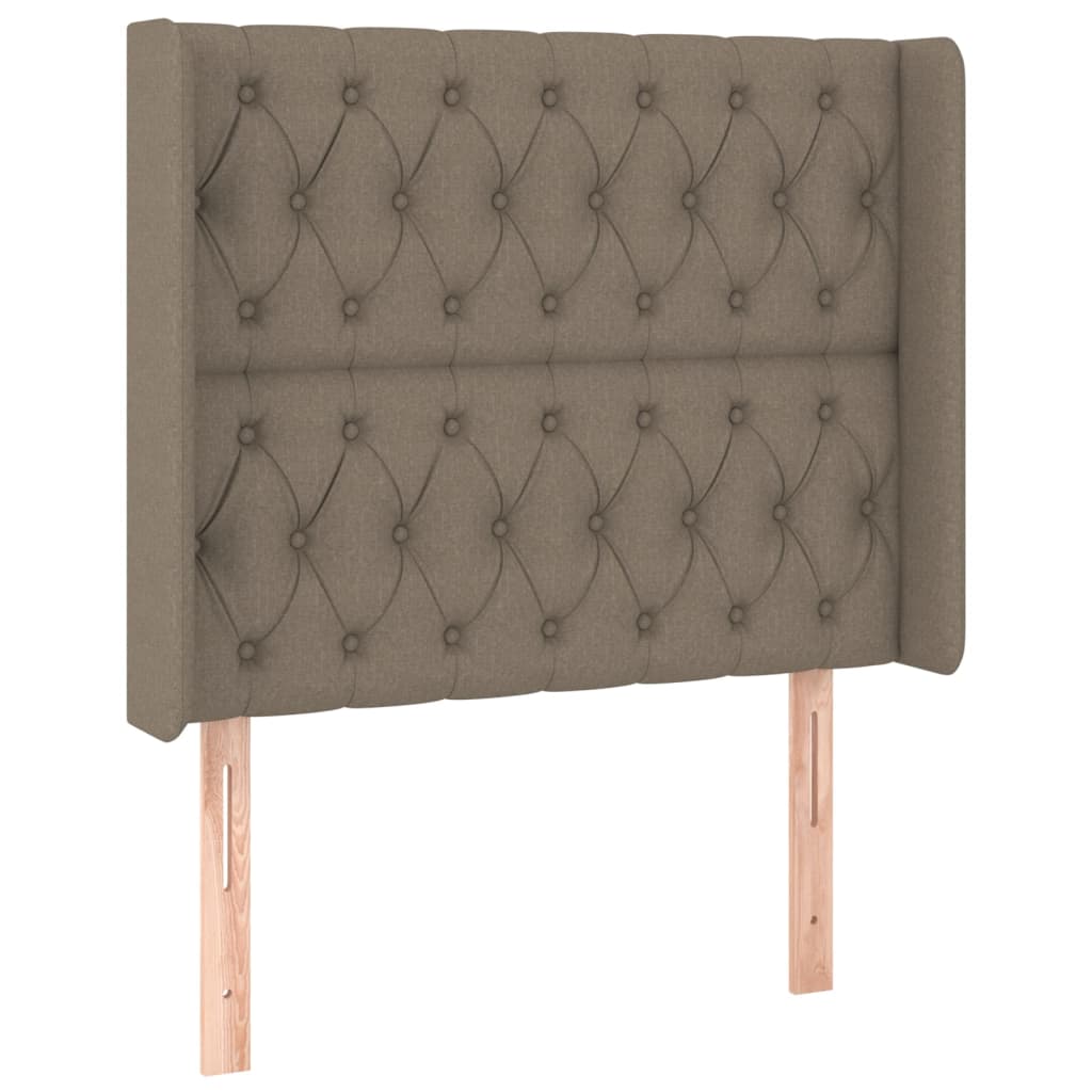 Krevet box spring s madracem LED smeđesivi 90x200 cm tkanina