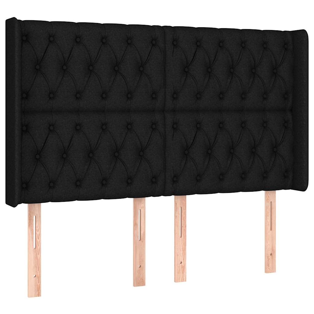 Krevet box spring s madracem LED crni 140x200 cm od tkanine