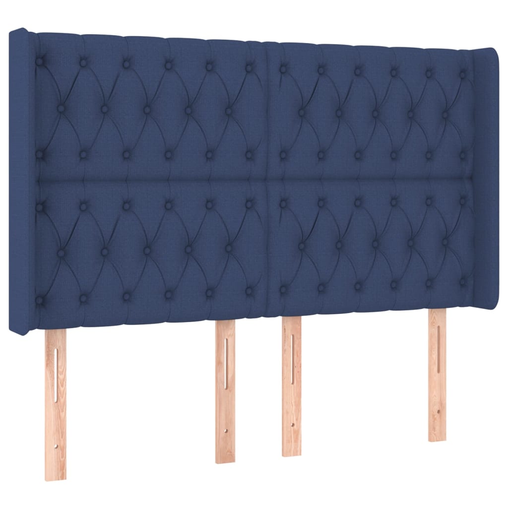 Krevet box spring s madracem LED plavi 140x200 cm od tkanine