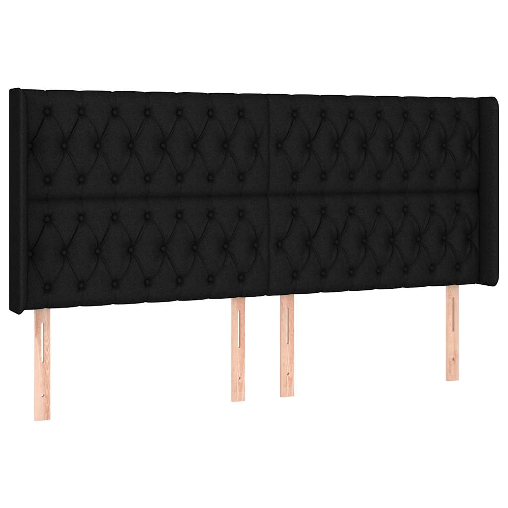 Krevet box spring s madracem LED crni 180x200 cm od tkanine