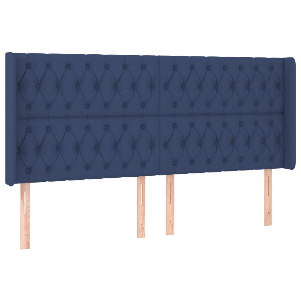Krevet box spring s madracem LED plavi 180x200 cm od tkanine