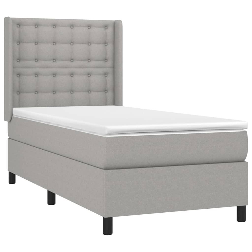 Krevet box spring s madracem LED svjetlosivi 80x200 cm tkanina