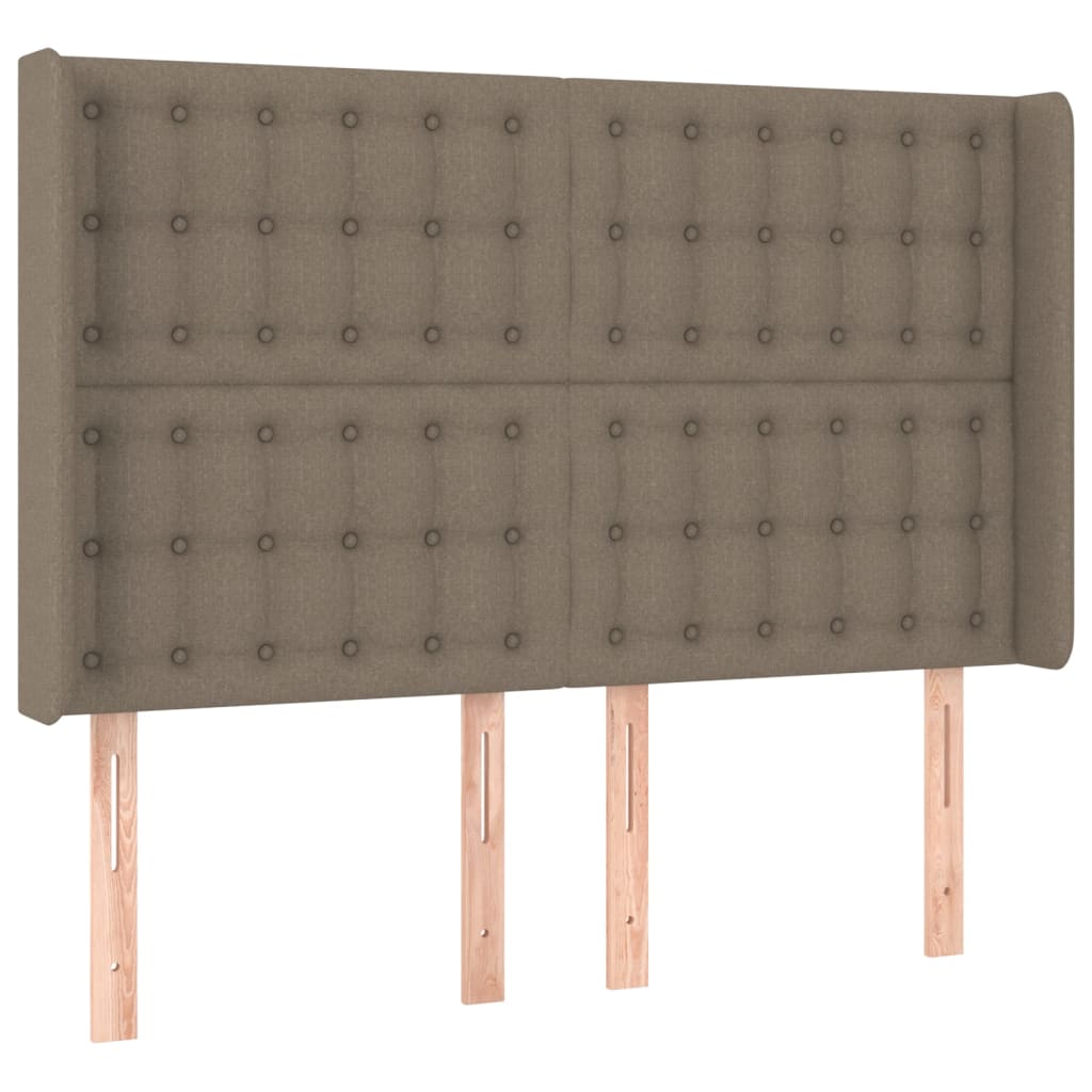 Krevet box spring s madracem LED smeđesivi 140x200 cm tkanina
