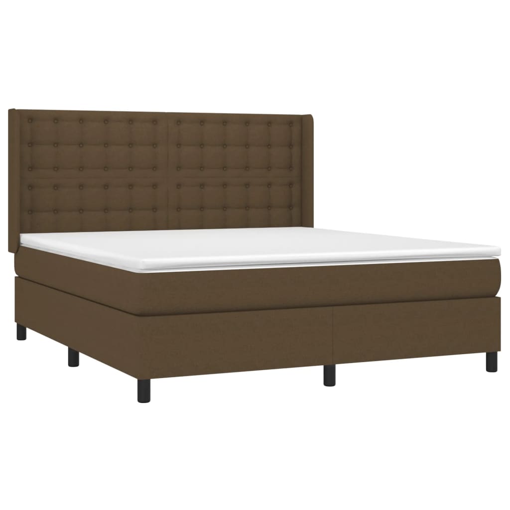Krevet box spring s madracem LED tamnosmeđi 160x200 cm tkanina