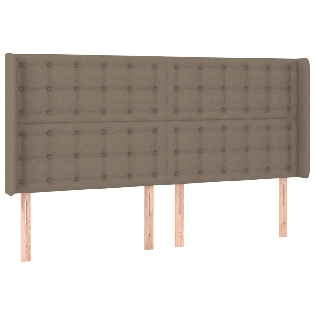 Krevet box spring s madracem LED smeđesivi 180x200 cm tkanina