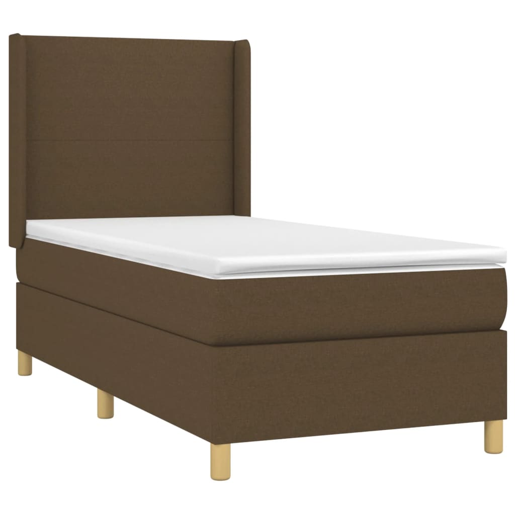 Krevet box spring s madracem LED tamnosmeđi 90x190 cm tkanina