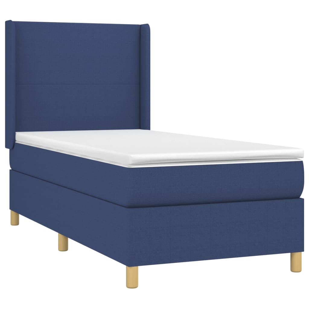 Krevet box spring s madracem LED plavi 90x190 cm od tkanine