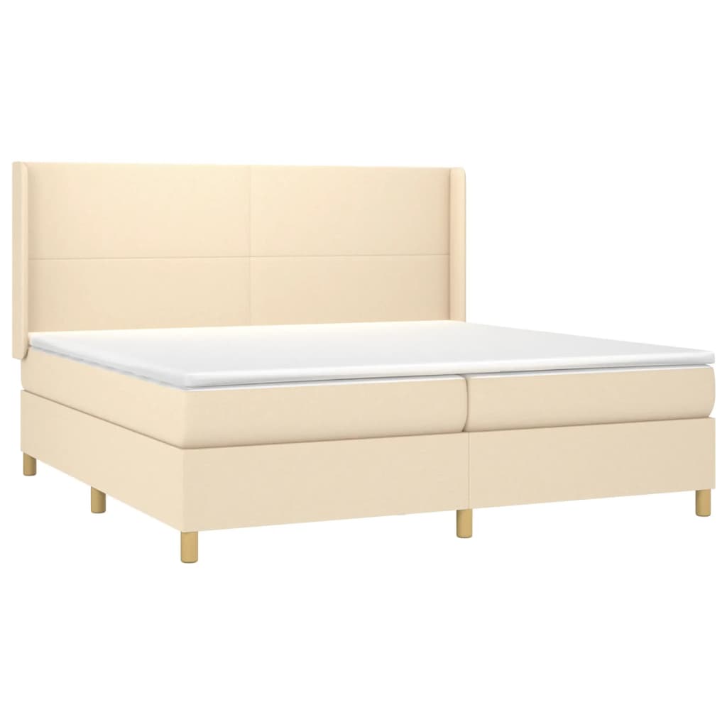 Krevet box spring s madracem LED krem 200x200 cm od tkanine