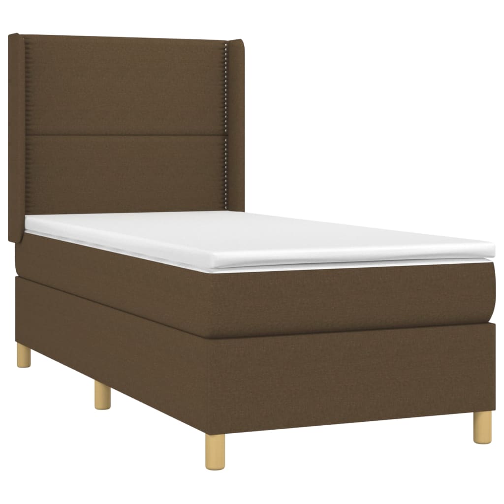 Krevet box spring s madracem LED tamnosmeđi 90x190 cm tkanina