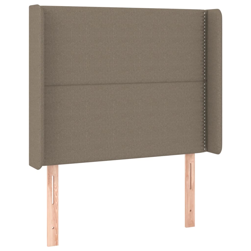 Krevet box spring s madracem LED smeđesivi 90x190 cm tkanina